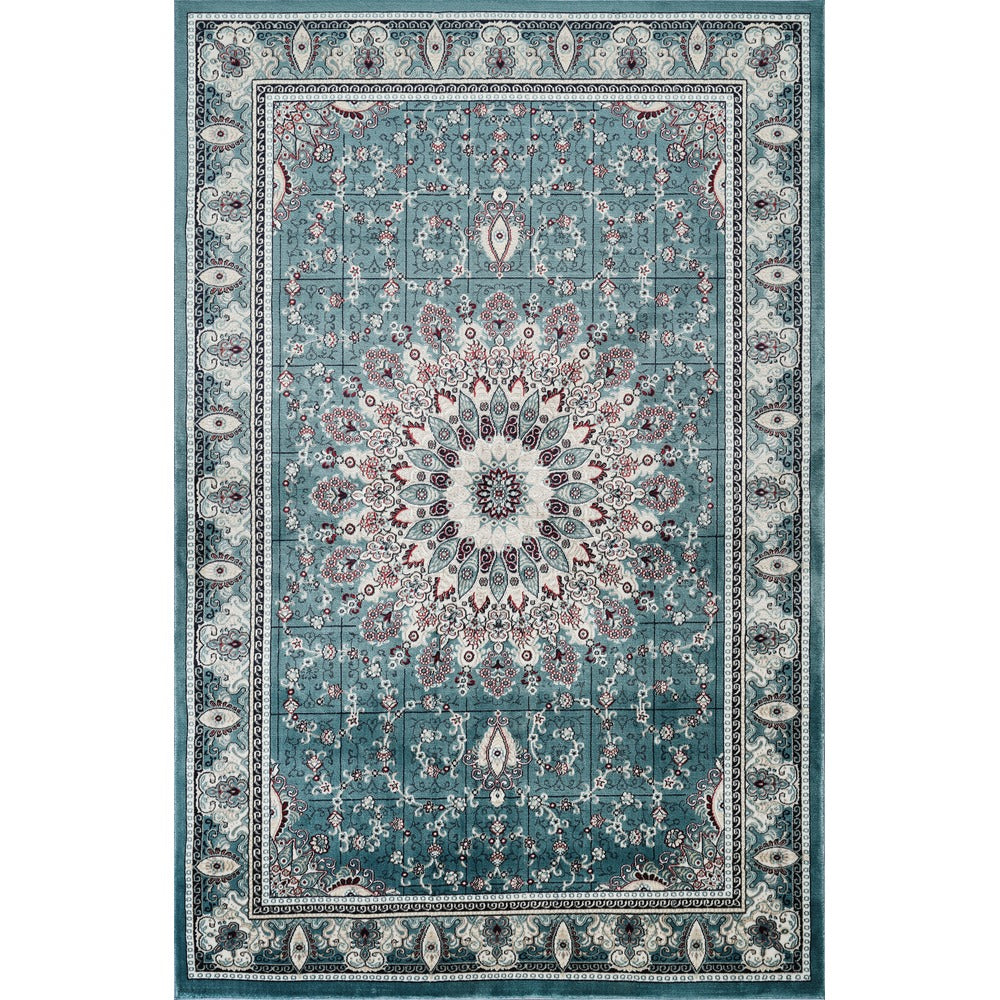 Hereke Sunburst Medallion Rug — Blue — top view