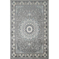 Load image into Gallery viewer, Hereke Sunburst Medallion Rug — Grey — top view
