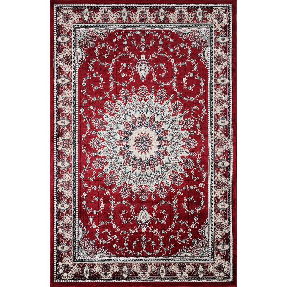 Hereke Sunburst Medallion Rug — Red — top view