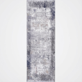 Load image into Gallery viewer, Abstract Border Echo in Blue & Grey : Runner Rug
