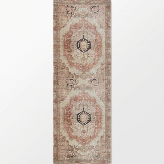 Carmine Vintage Farmhouse Charm in Orange : Runner Rug