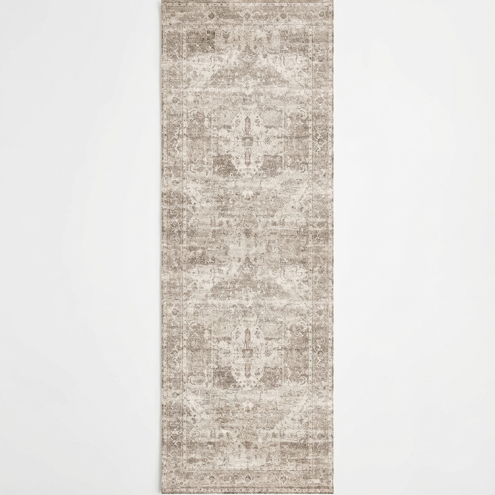 Chateau Machine Washable in Beige : Runner Rug