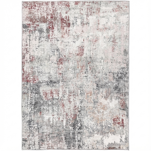 Colette Machine Washable in Grey & Red Rug