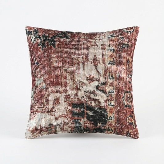 Distressed Vintage Cezanne Area in Multicolor Pillow