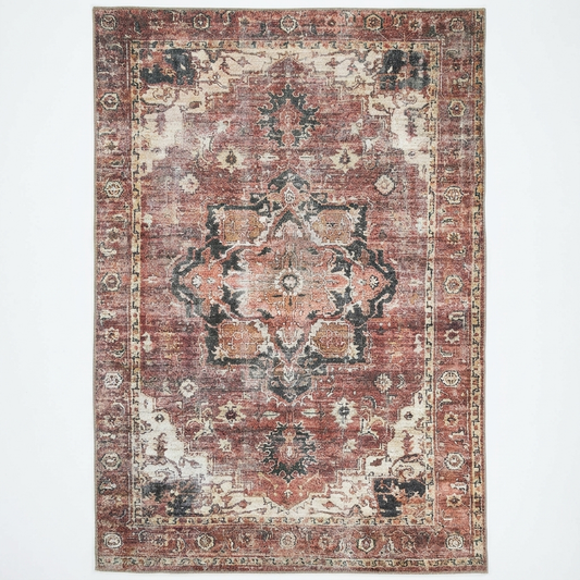 Distressed Vintage Cezanne Area in Multicolor Rug