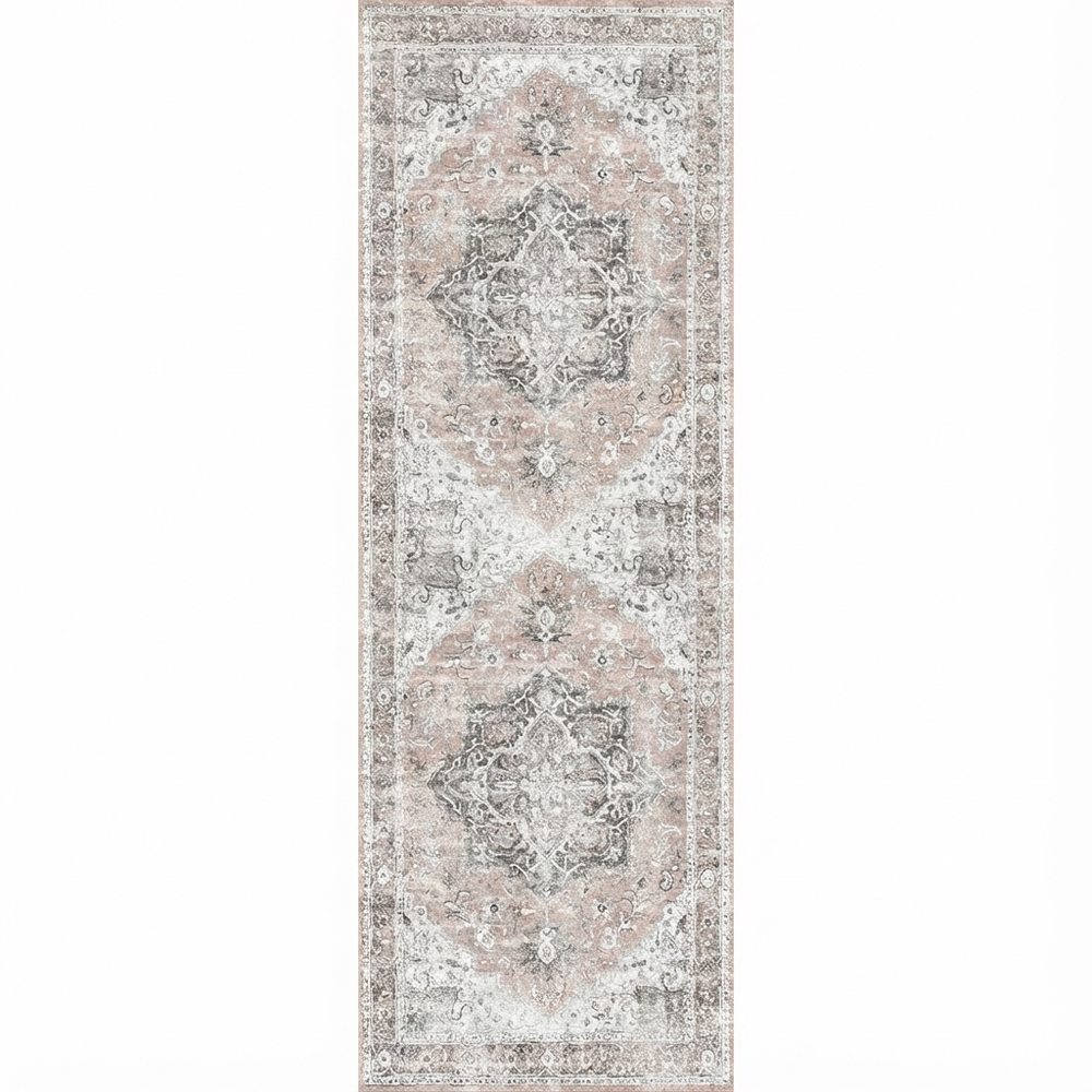 Distressed Vintage Cezanne Area in Multicolor : Runner Rug