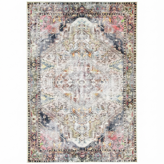 Distressed Vintage Derya Area in Multicolor Rug