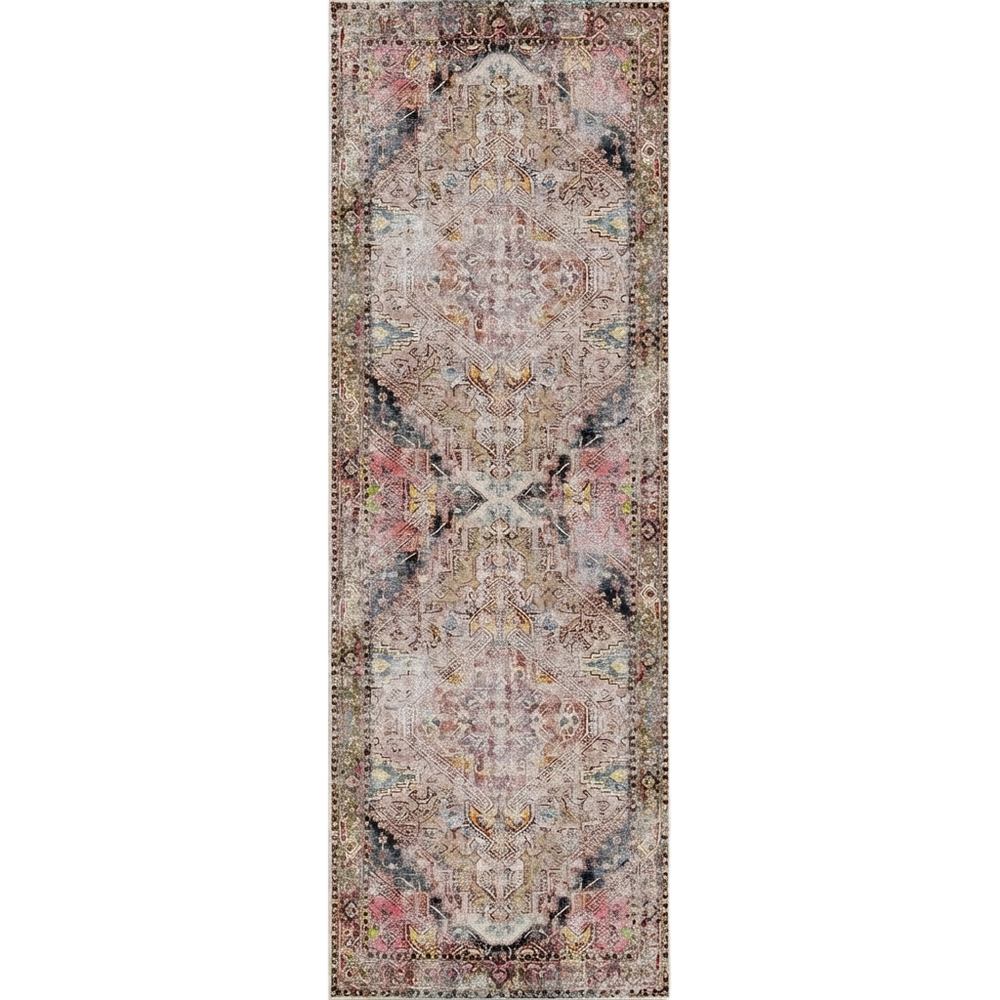 Distressed Vintage Derya in Multicolor : Runner Rug