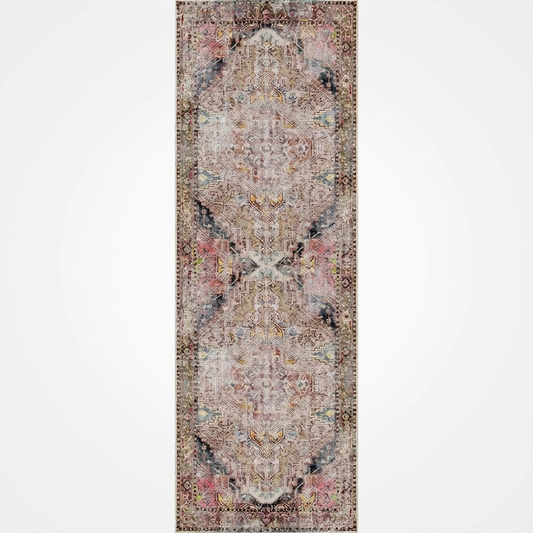 Distressed Vintage Derya in Multicolor : Runner Rug