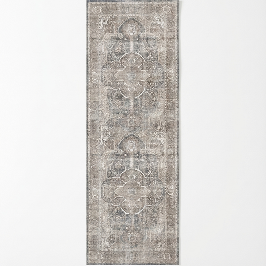 Distressed Vintage Kendra Ash in Grey : Runner Rug