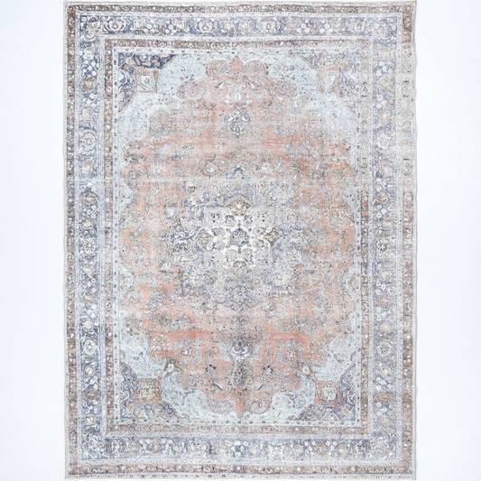 Distressed Vintage Oxus Desert in Grey & Beige Rug