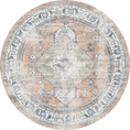 Load image into Gallery viewer, Distressed Vintage Pissarro Terracotta in Grey & Beige : Round Rug

