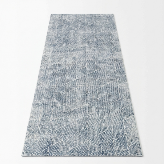 Greenport Geometric Design in Blue : Runner Rug