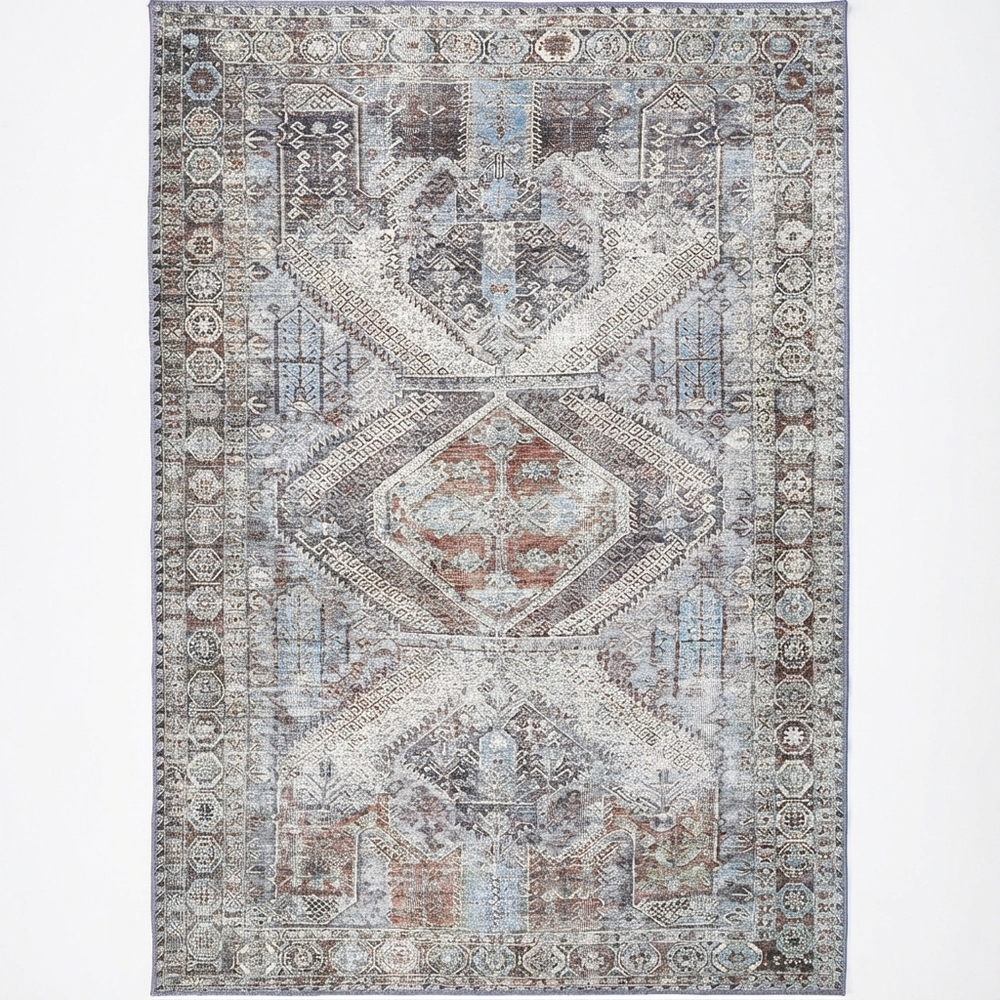 Le Grand Louvre Contemporary in Blue & Grey Rug