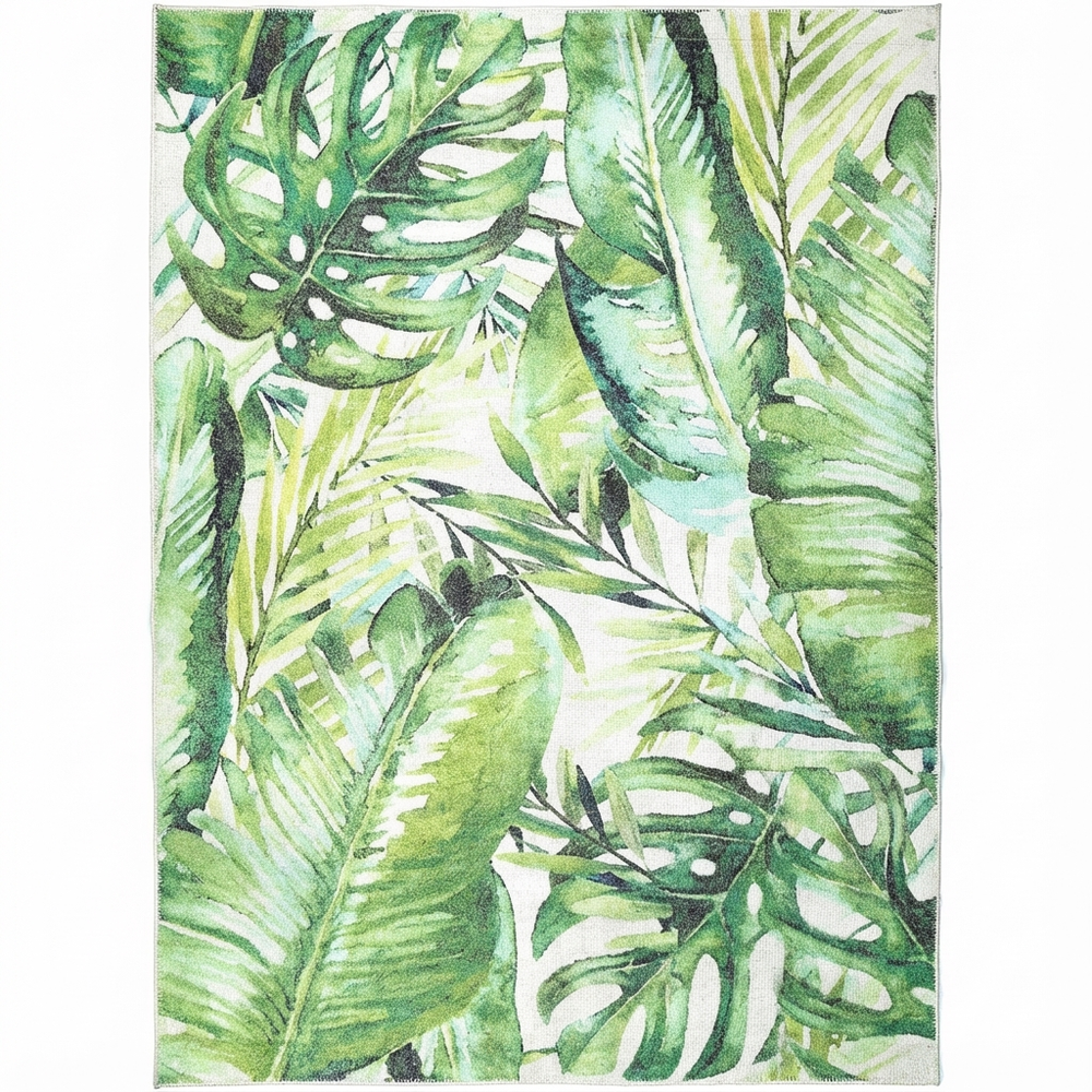 Wild Borneo Gorgeous Leaf Design in Green Rug