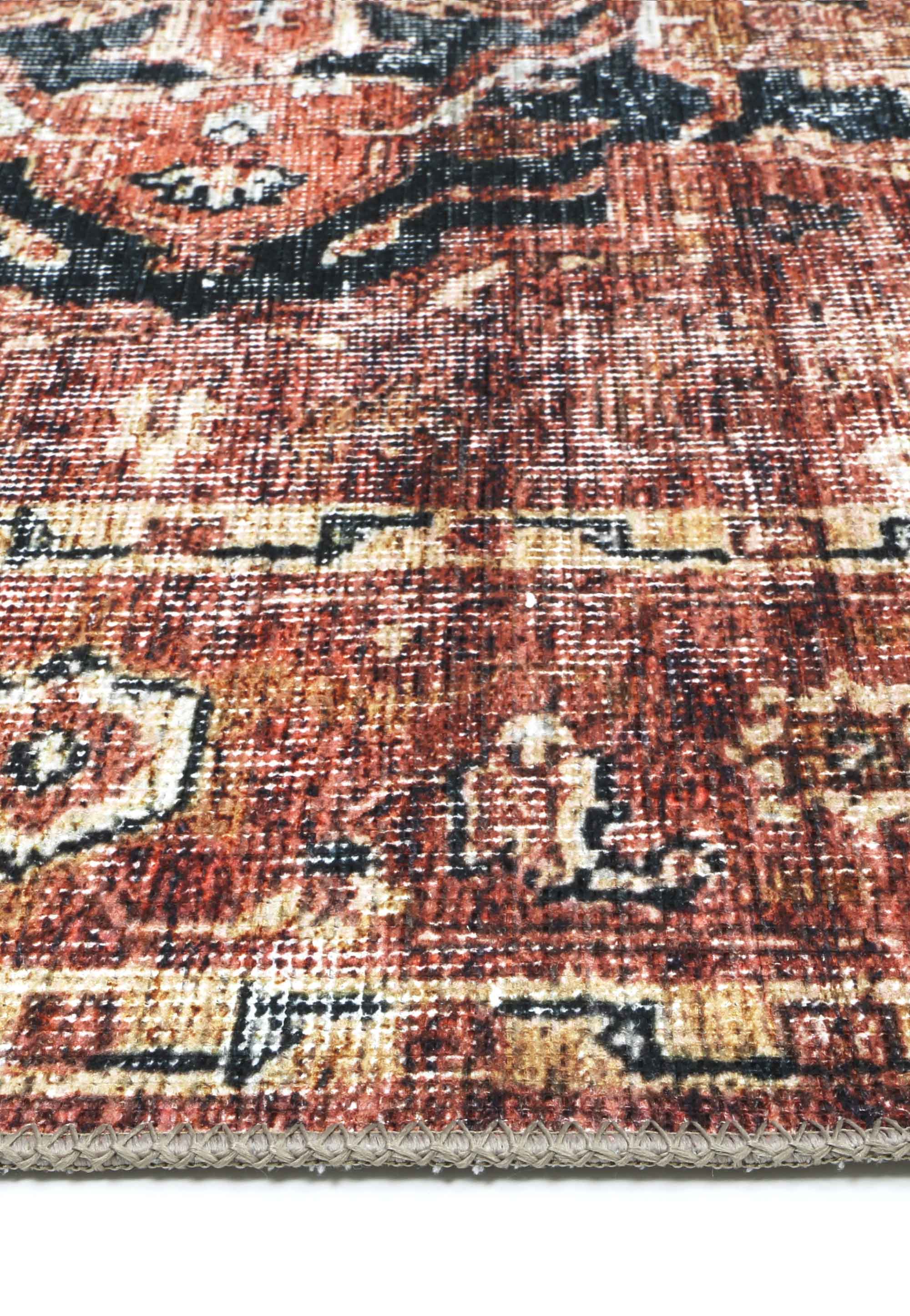 Distressed Vintage Terracotta Area in Multicolor : Round Rug – The Rug ...