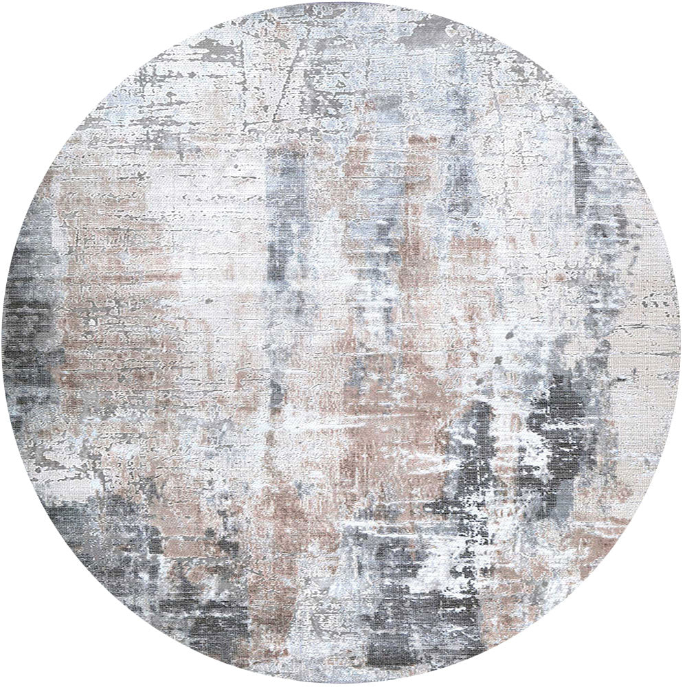 Abstract Twilight Ash Round Rug