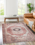Load image into Gallery viewer, Carmine Vintage Rust Rug in living room
