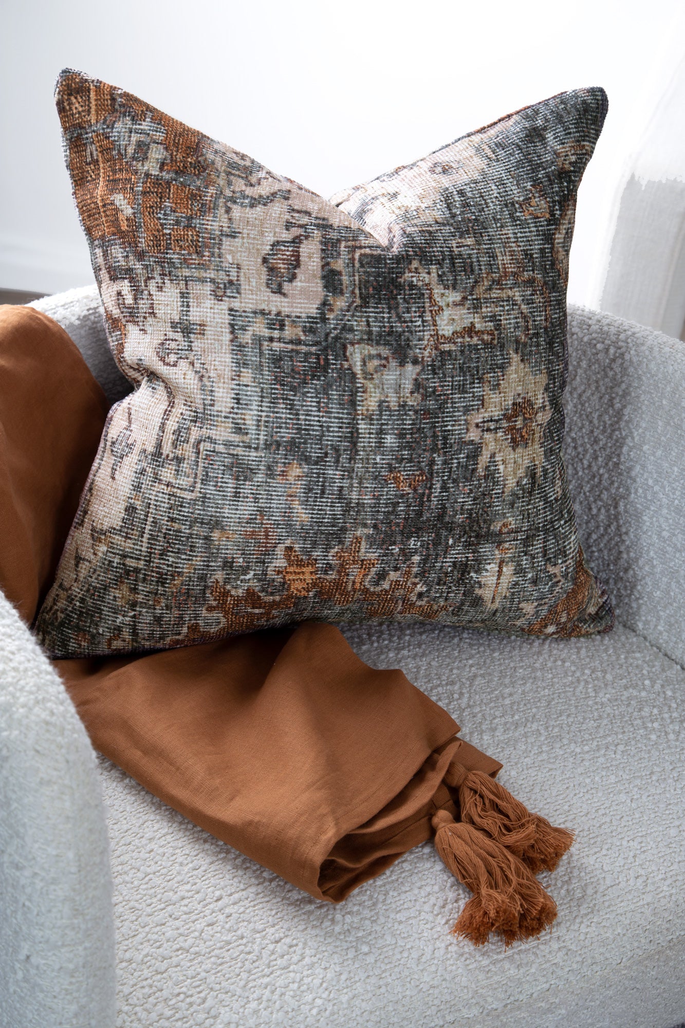 Distressed Vintage Cezanne Rabbit Gray Inca Gold Pillow – The Rug  Collective™