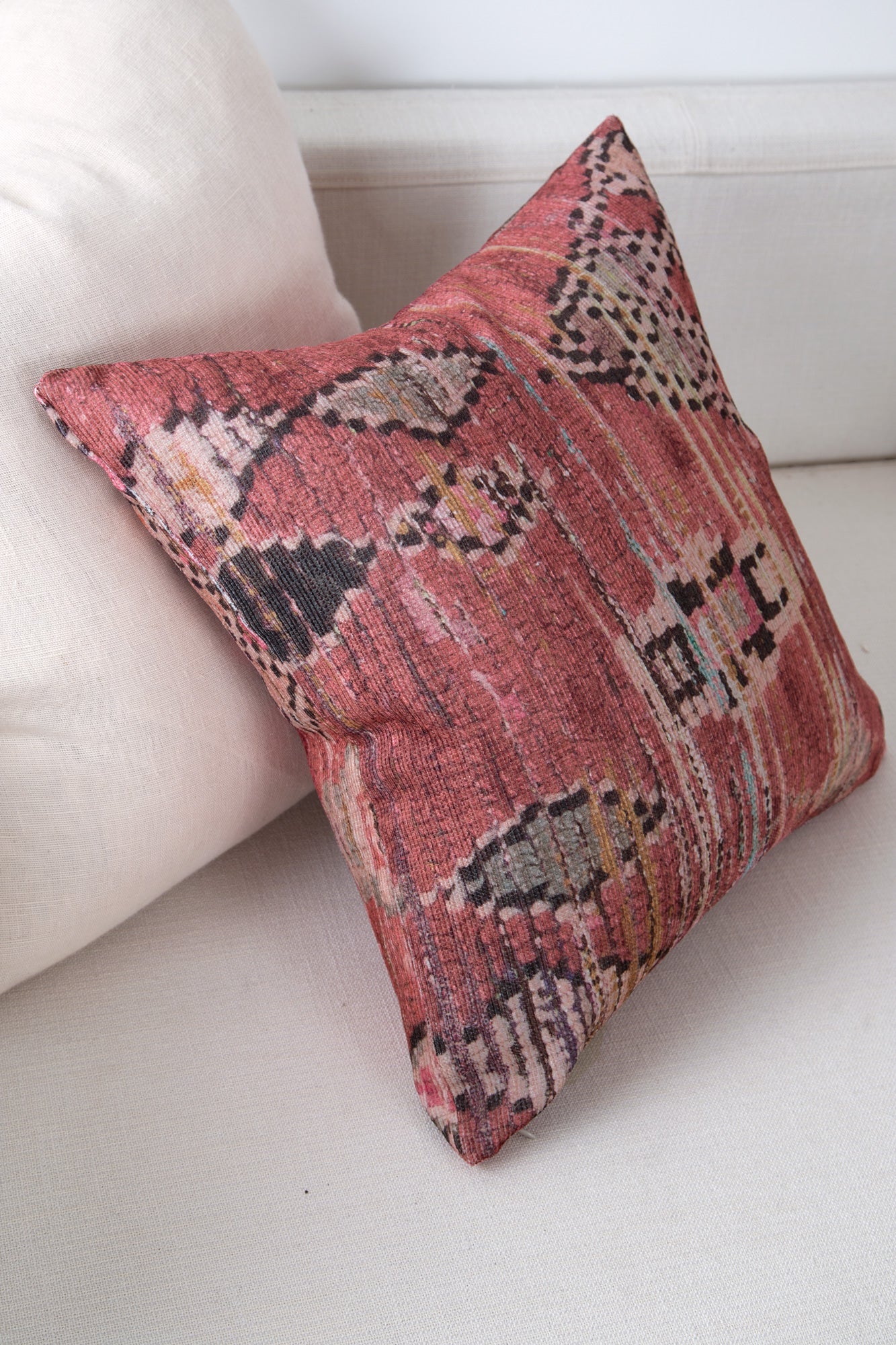 Vintage Chaima Rose Pillow on side