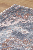 Load image into Gallery viewer, Distressed Vintage Cezanne Rabbit Gray Inca Gold Area Rug side facing
