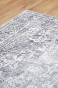Load image into Gallery viewer, Distressed Vintage Chilaz Grey Rug on side
