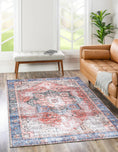 Load image into Gallery viewer, Distressed Vintage Cezanne Terracotta Sky Area Rug on floor

