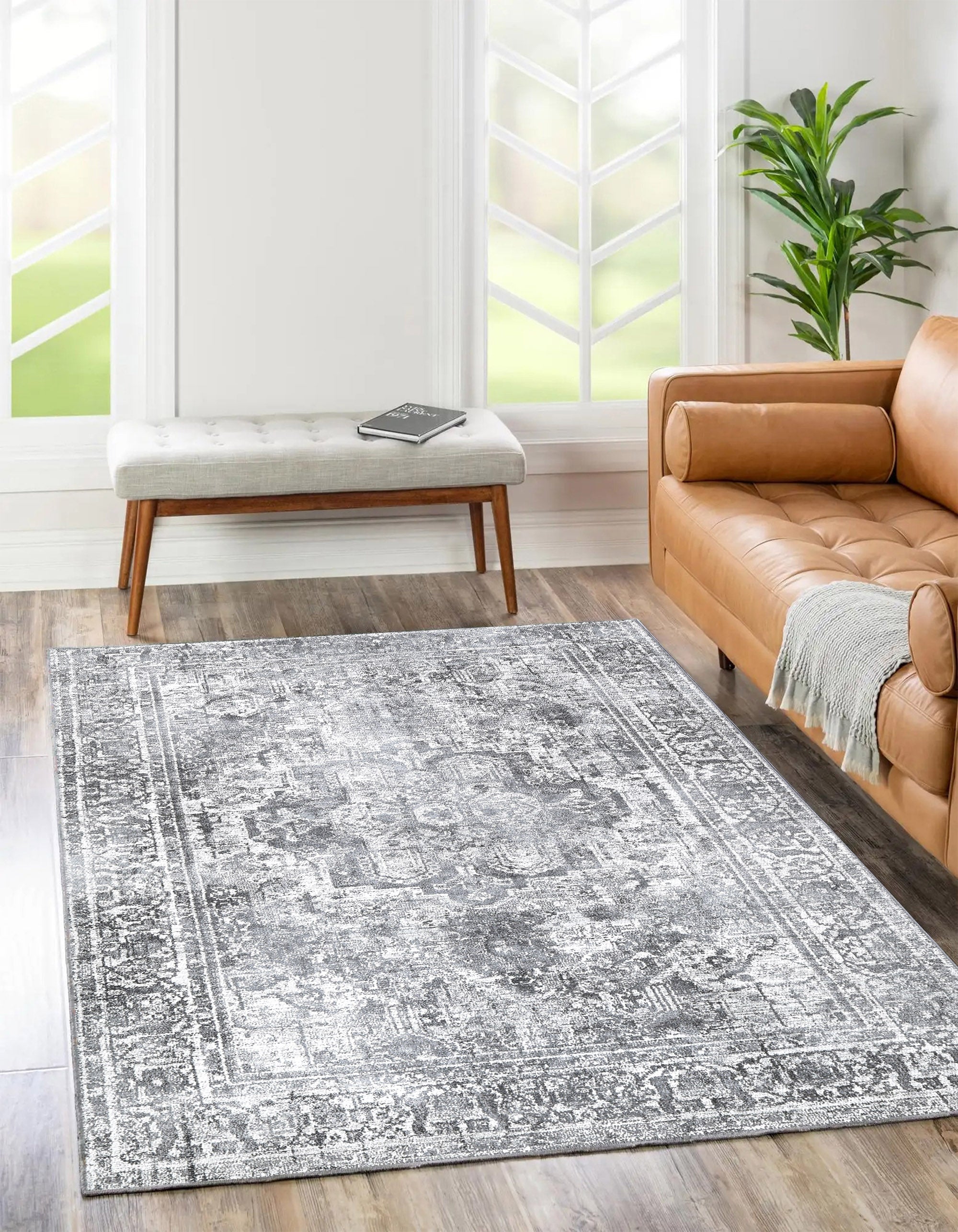 Distressed Vintage Chilaz in Grey Rug – The Rug Collective™