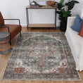 Load image into Gallery viewer, Distressed Vintage Cezanne Rabbit Gray Inca Gold Area Rug on floor
