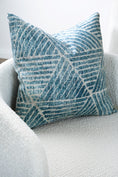 Load image into Gallery viewer, Greenport Denim Pillow on side
