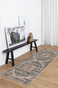Load image into Gallery viewer, Distressed Vintage Cezanne Rabbit Gray Inca Gold Runner Rug in room
