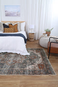 Load image into Gallery viewer, Distressed Vintage Cezanne Rabbit Gray Inca Gold Area Rug in room
