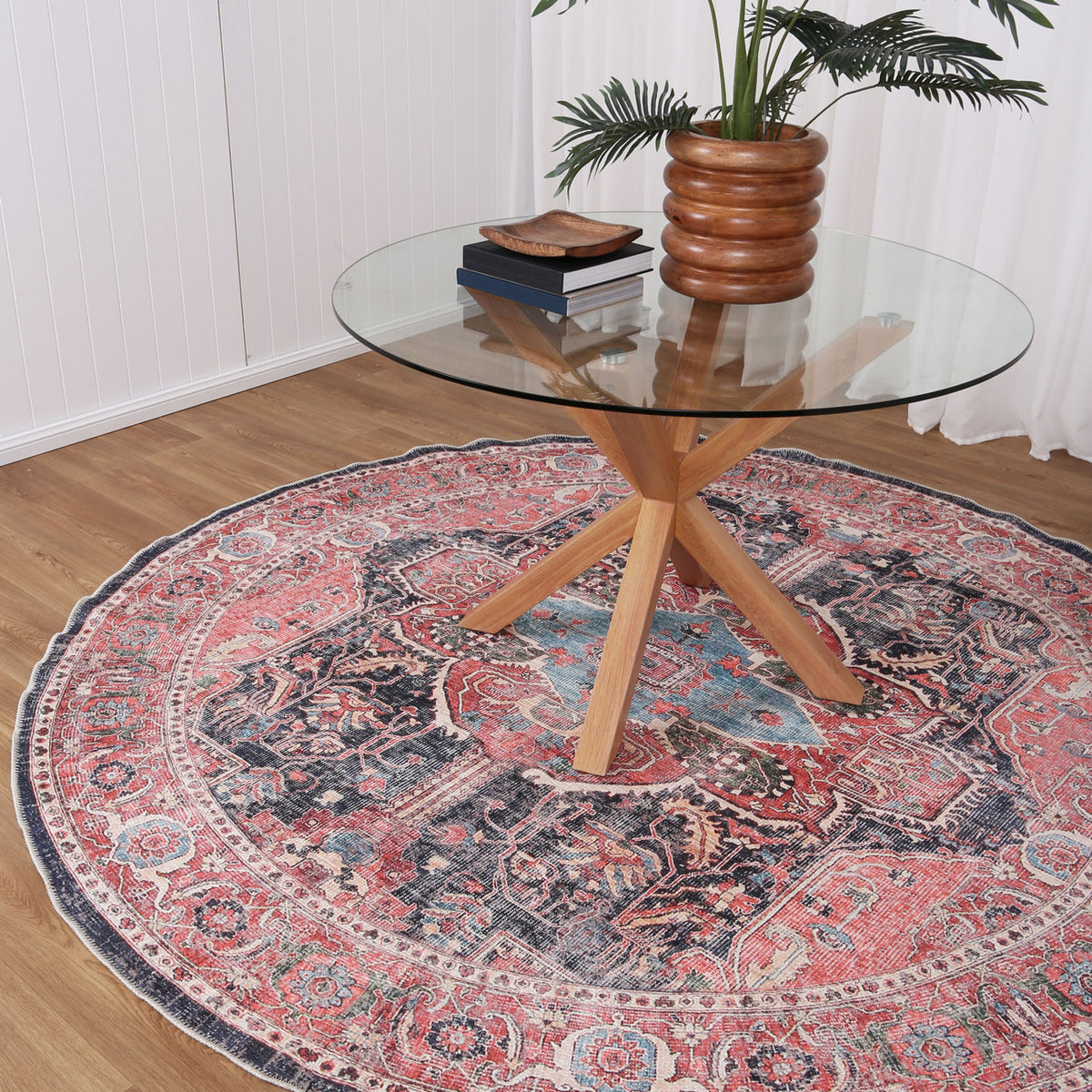 Distressed Vintage Kendra Round Rug The Rug Collective™