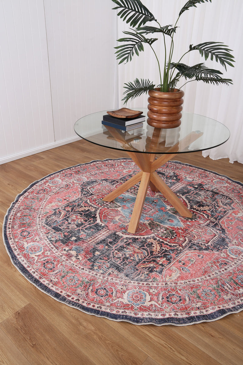 Distressed Vintage Kendra Round Rug The Rug Collective™