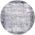 Load image into Gallery viewer, Abstract Border Echo Blu-Grey Round Rug
