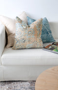 Load image into Gallery viewer, Greenport Denim Pillow on sofa
