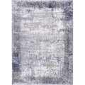 Abstract Border Echo in Blue & Grey Rug