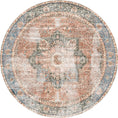 Load image into Gallery viewer, Distressed Vintage Cezanne Terracotta Sky Area Round Rug Full 
