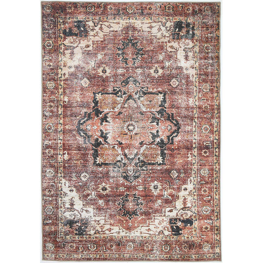 Distressed Vintage Cezanne Terracotta Area Rug full view
