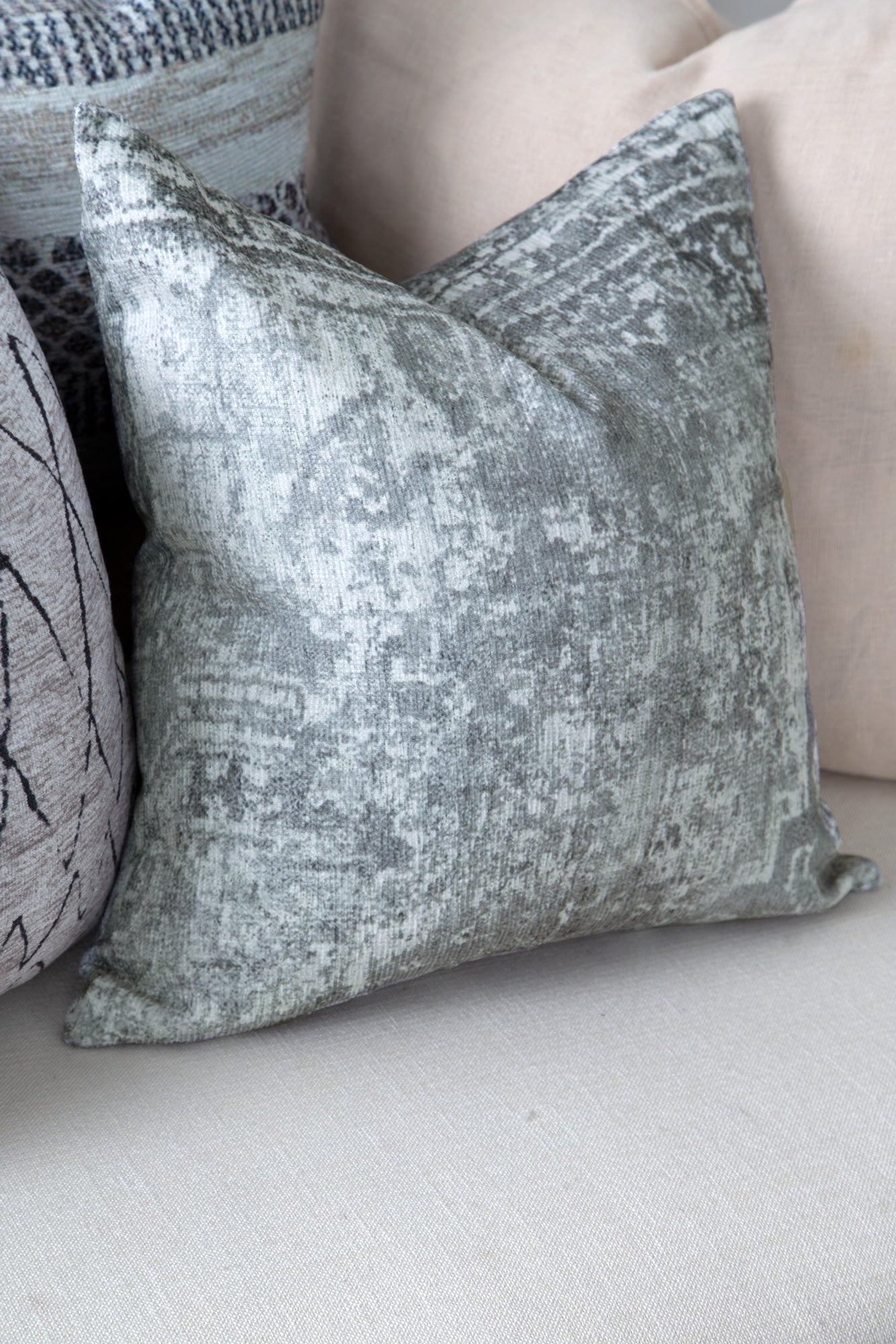 Distressed Vintage Chilaz Grey Pillow